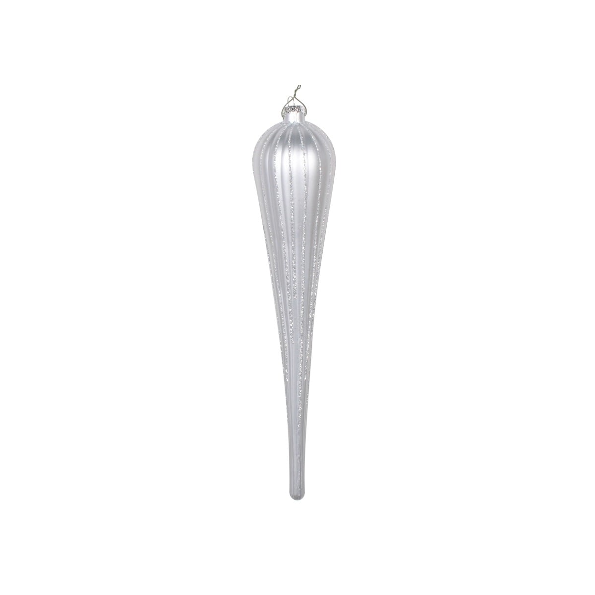 11"Silver Glitter Drop Ornamen 11"Silver Glitter Drop Ornamen