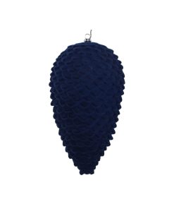 Midnight Blue Flocked Pinec 25Cm