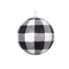 4.7"  White Black Plaid Glitter