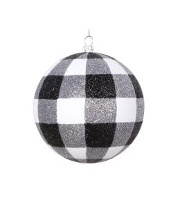 4.7"  White Black Plaid Glitter