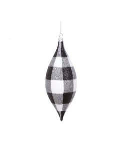 7" White Black Plaid Glitr Shut