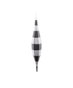 13" White Black Plaid Glitr Shu