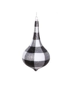 8" White Black Plaid Glitter Dr 20Cm