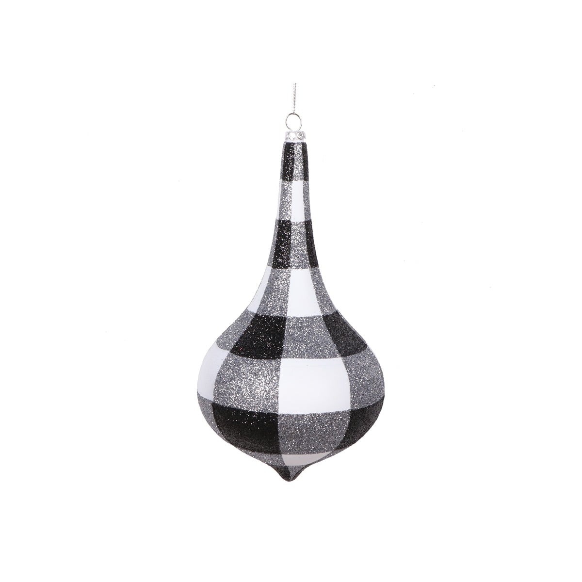 8" White Black Plaid Glitter Dr 20Cm 8" White Black Plaid Glitter Dr 20Cm