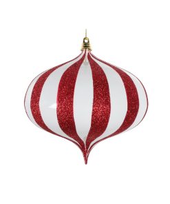 6.3" White/Red Glitter Onion Or