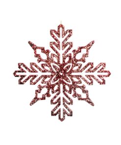 9" Red Shiny Snowflake Ornament