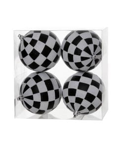 4.7" Black-White Check Glitter