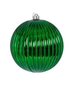8" Green Shiny Lined Ball Ornam 20Cm