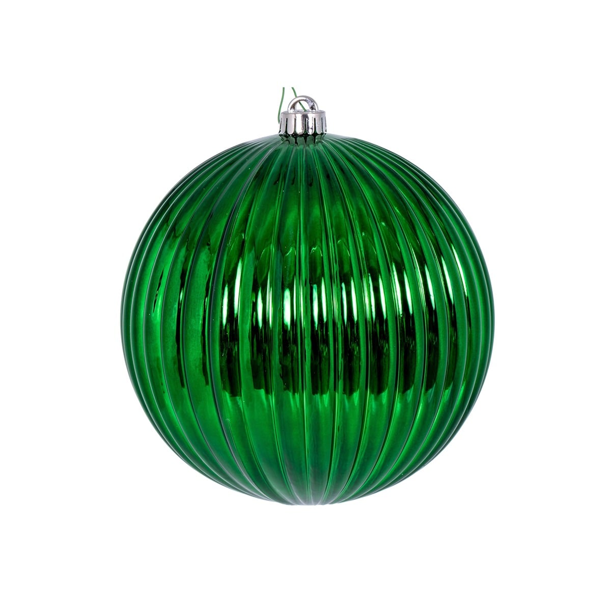 8" Green Shiny Lined Ball Ornam 20Cm 8" Green Shiny Lined Ball Ornam 20Cm