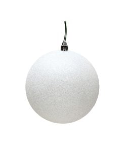 White Glitter Ball Drilled  25Cm