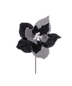 11" Black/White Striped Flower