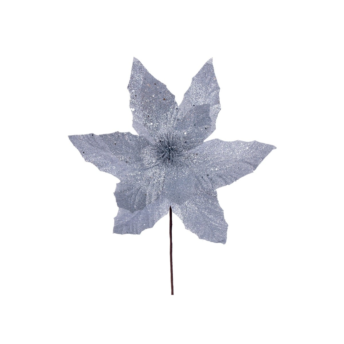 14" Silver Glitter Poinsettia S 14" Silver Glitter Poinsettia S