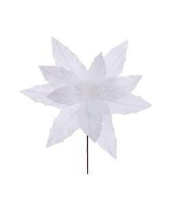 14" White Glitter Poinsettia St