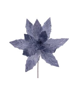 14" Pewter Glitter Poinsettia S
