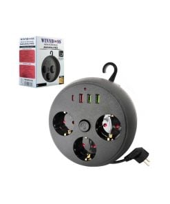 FAR EU Socket x3 with USB x3 & 1x USB-C - 2m
