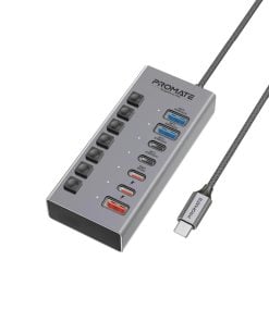 Promate 7-in-1 High Speed Multi-Ports 10Gbps Data & Charging Hub