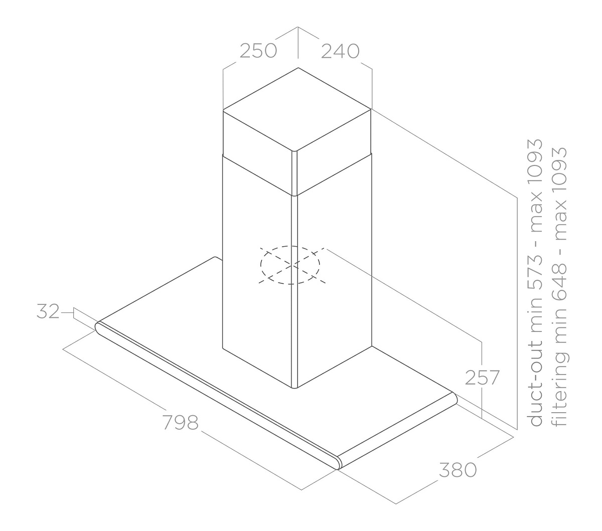 ELIHOOGALAXYBK-IX Tech details Elica Galaxy Cooker Hood 80cm