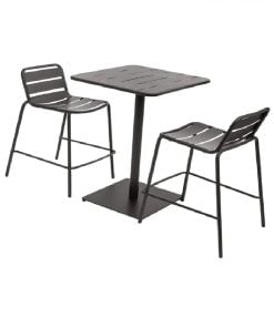 Phuket High Square Table + 2 High Chairs Graphite