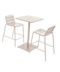 Phuket High Square Table + 2 High Chairs Clay