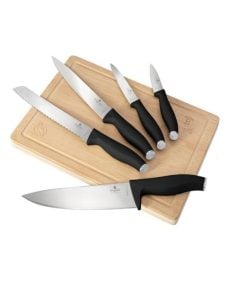 6 Pieces Knife Set With Bamboo Cutting Board