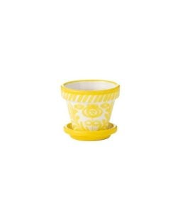 Flowerpot + Plate Granada Ceramic Yellow Extra Small