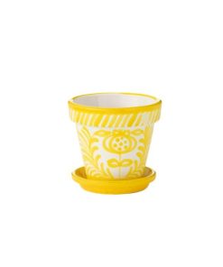 Flowerpot + Plate Granada Ceramic Yellow Small