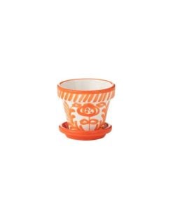Flowerpot + Plate Granada Ceramic Orange Extra Small