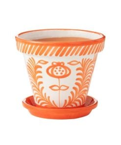 Flowerpot + Plate Granada Ceramic Orange X-Large