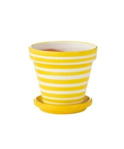 Flowerpot + Plate Granada Ceramic Yellow Large
