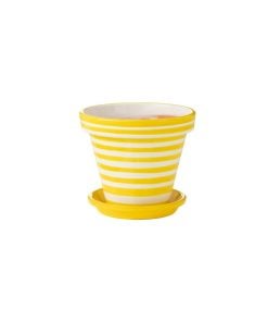 Flowerpot + Plate Granada Ceramic Yellow Medium