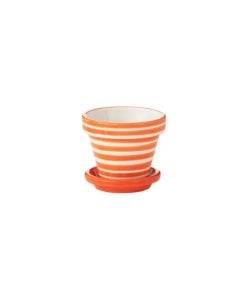 Flowerpot + Plate Granada Ceramic Orange Extra Small