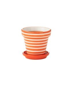 Flowerpot + Plate Granada Ceramic Orange Medium