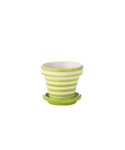 Flowerpot + Plate Granada Ceramic Green Small