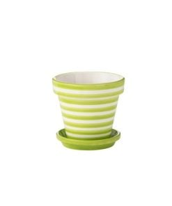 Flowerpot + Plate Granada Ceramic Green Large
