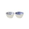 Bowl Floral Mango Wood Blue/White Medium Assortment Of 2