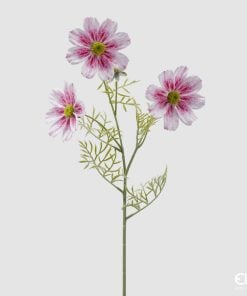 Cosmos Branch With Leaves Dark Pink