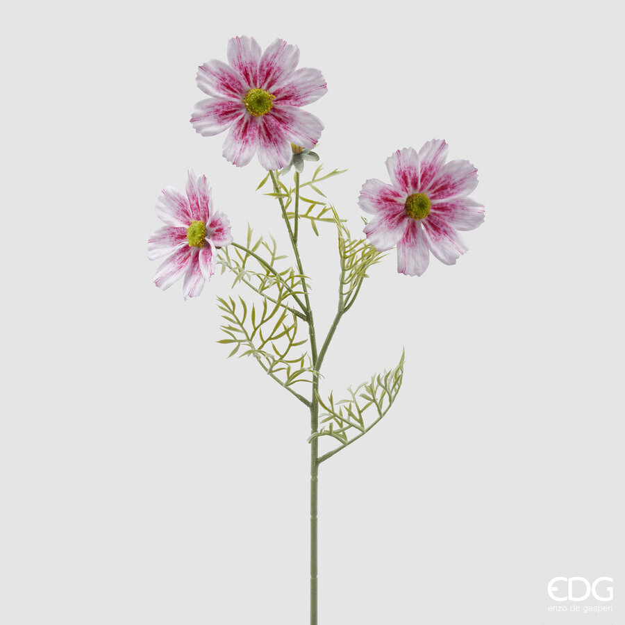 I134694 Cosmos Branch With Leaves Dark Pink