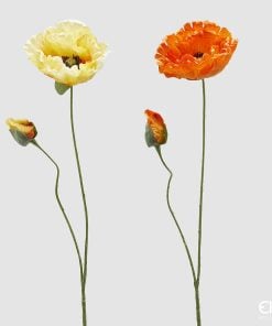Poppy Branch With Bud Assortment Of 2 Yellow Orange