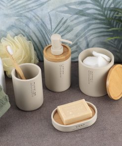 Polyresin Beige Bathroom Set