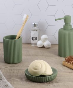 Tumbler Stripes Kaki Bathroom Set