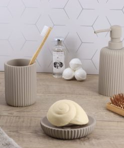 Tumbler Stripes Beige Bathroom Set
