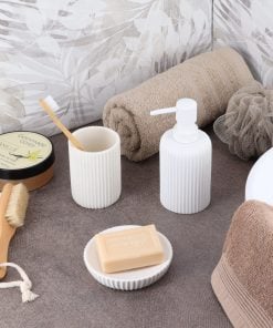 Tumbler Stripes White Bathroom Set