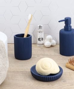 Tumbler Stripes Blue Bathroom Set