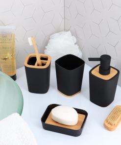 Tumbler Rubber Black Bathroom Set