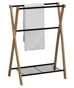 Towel Rack 3 Bars Black