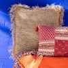 Cushion Flowers With Tassels Red