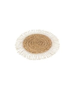 Coaster Round Grass/Cotton White