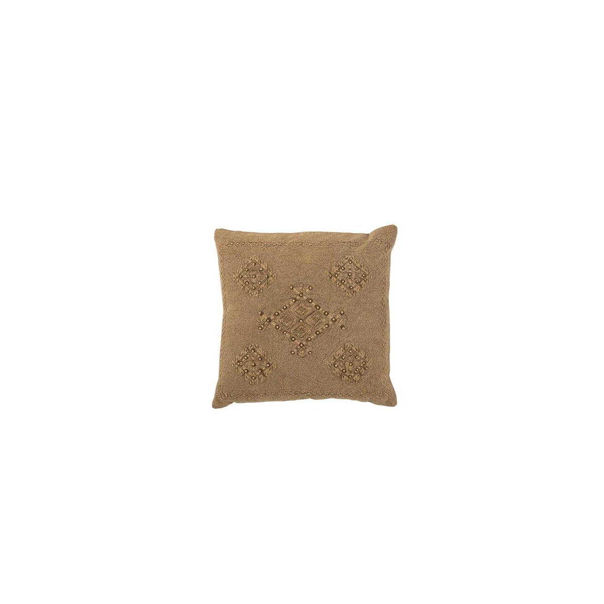 I134115 Cushion Embroidery Cotton Brown