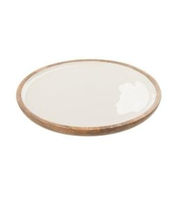 Tray Kos Wood Brown & White Small