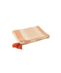 Throw Mik Cotton Beige & Orange